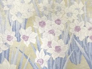 アンティーク　絽草花模様刺繍名古屋帯（材料）
